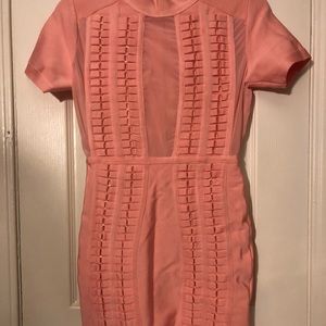 Pink Bandage Dress with Mesh and Chain Detail